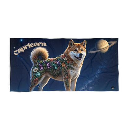 Capricorn Shiba Inu Beach Towel
