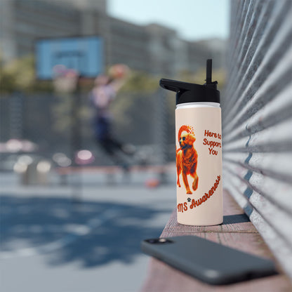 Golden Retriever "Lean on Me" MS Awareness Stainless Steel Water Bottle