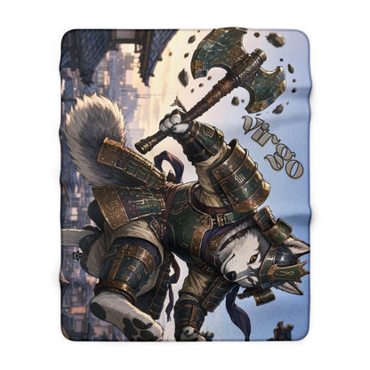 Virgo Siberian Husky Warrior Sherpa Blanket