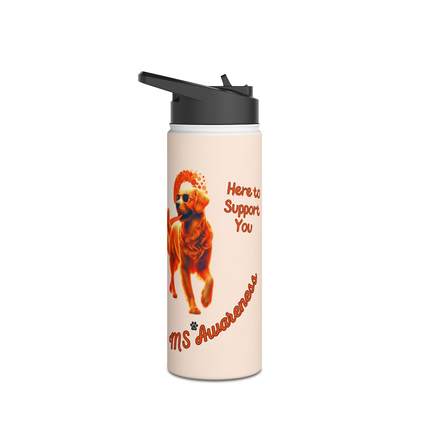 Golden Retriever "Lean on Me" MS Awareness Stainless Steel Water Bottle