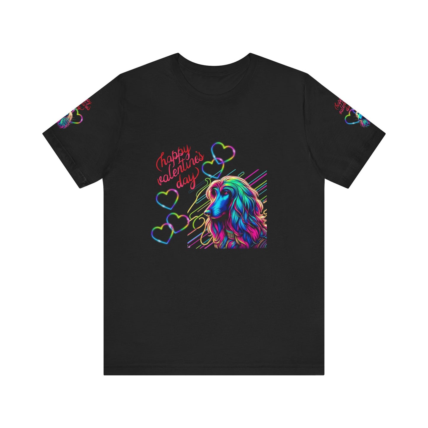 Afghan Hound Neon Hearts Valentine Tee