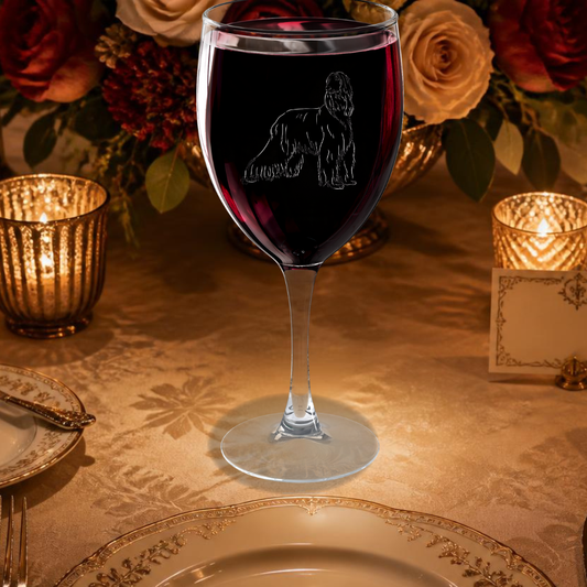 Afghan Hound Engraved Wine Glass