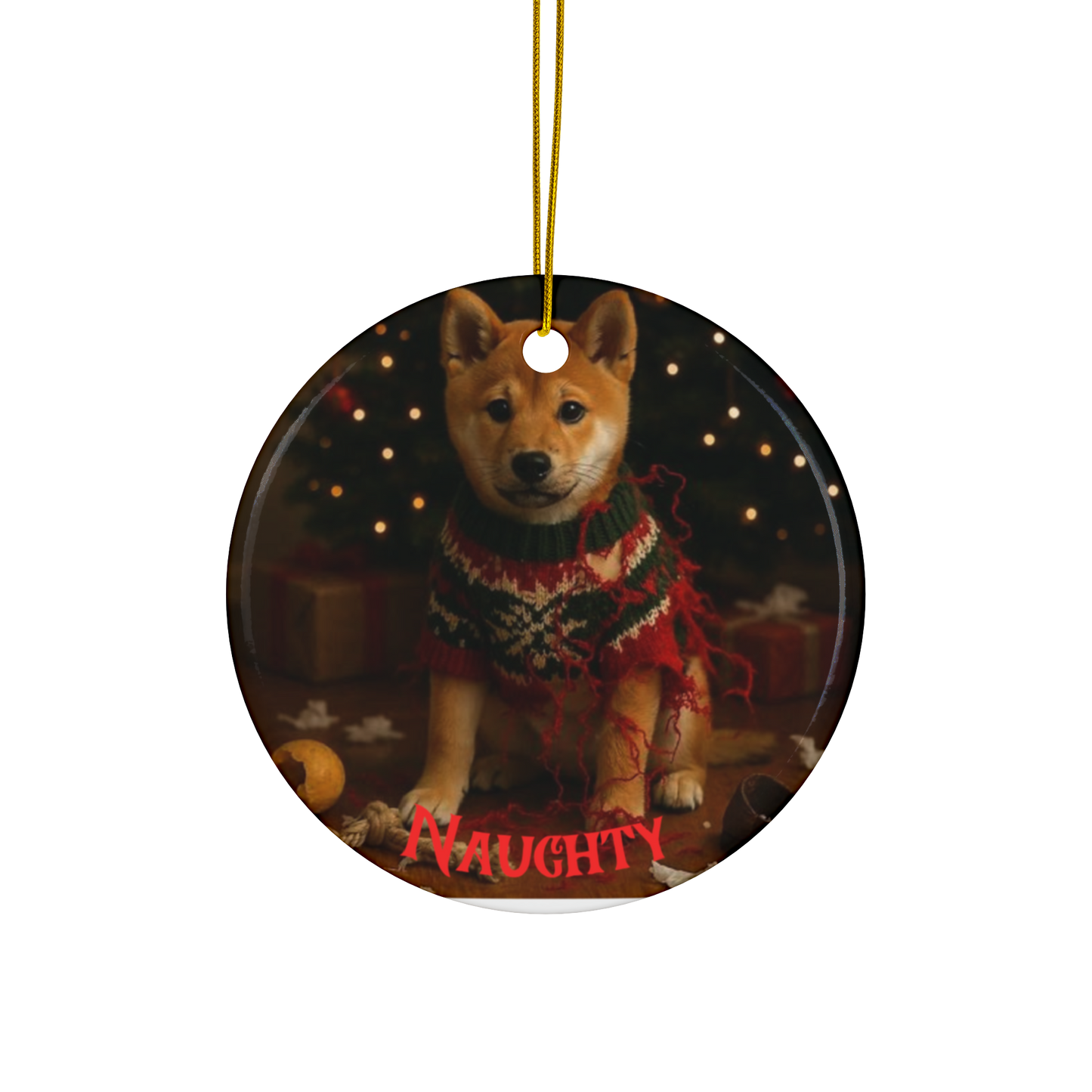 Naughty or Nice Shiba Inu Christmas ornament  (1pc, 3pcs, 5pcs, 10pcs)