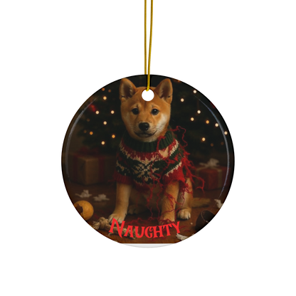Naughty or Nice Shiba Inu Christmas ornament  (1pc, 3pcs, 5pcs, 10pcs)