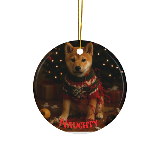 Naughty or Nice Shiba Inu Christmas ornament  (1pc, 3pcs, 5pcs, 10pcs)