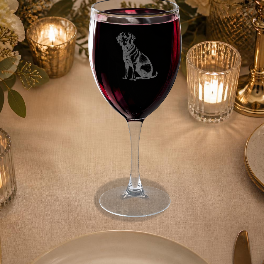 Black Lab Engraved Wine Glass