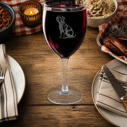Black Lab Engraved Wine Glass
