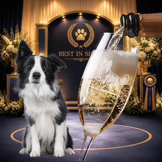 Border Collie Engraved Champagne Flute