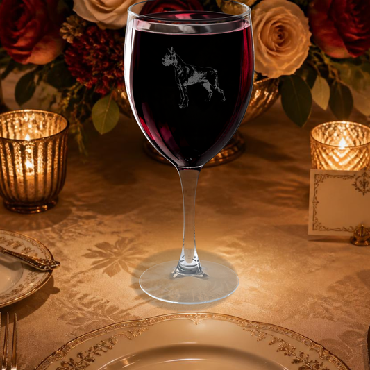 Boxer Engraved Wine Glass
