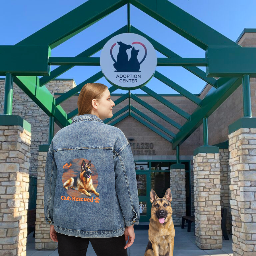 German Shepherd Club Rescued Women's Denim Jacket Amor Fati