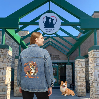 Corgi Club Rescued Women's Denim Jacket "Amor Fati" Love thy Fate