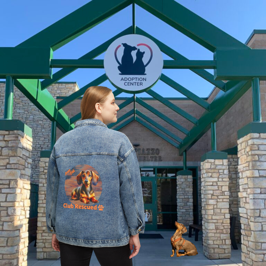 Dacshund Club Rescued Women's Denim Jacket Amor Fati