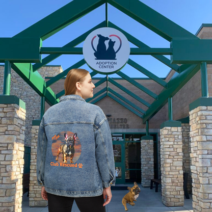 French Bulldog Club Rescued Women's Denim Jacket Amor Fati