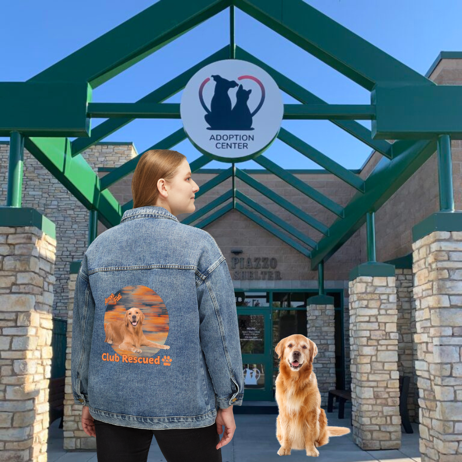 Golden Retriever Club Rescued Women's Denim Jacket "Amor Fati"