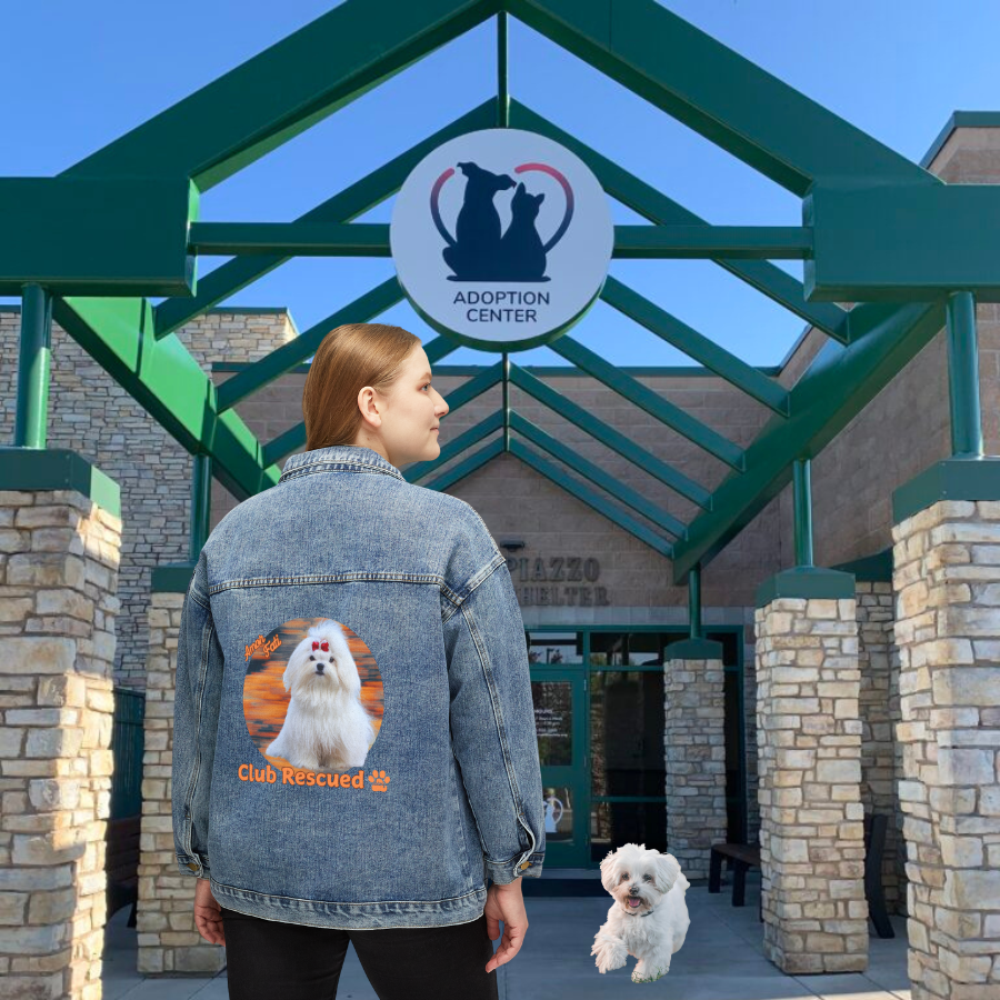 Maltese Club Rescued Women's Denim Jacket "Amor Fati"