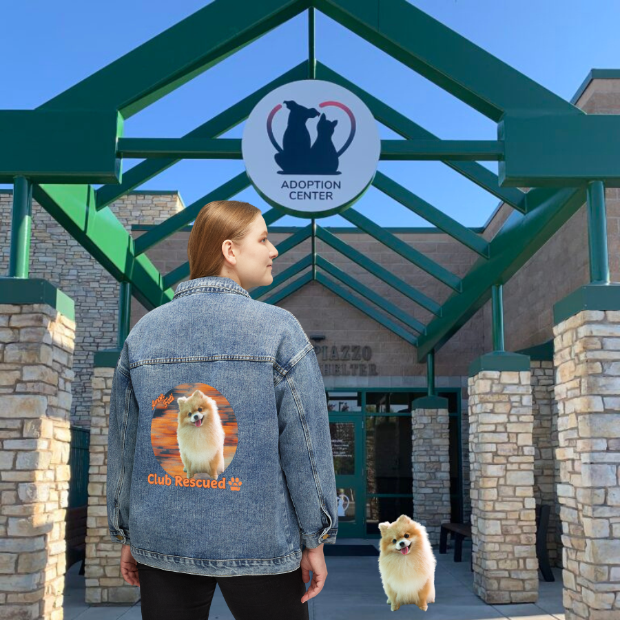 Pomeranian Club Rescued Women's Denim Jacket "Amor Fati"