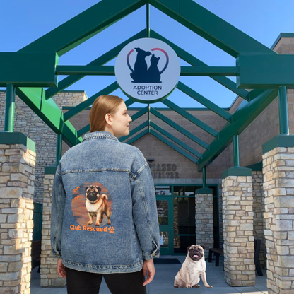 Pug Club Rescued Women's Denim Jacket Amor Fati