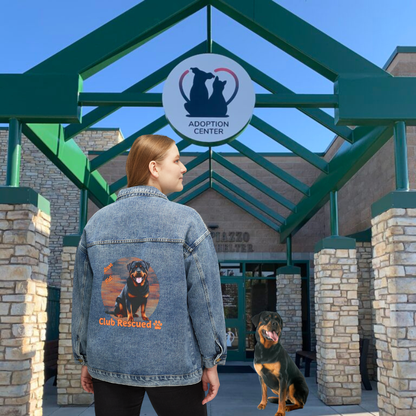 Rottweiler Club Rescued Women's Denim Jacket Amor Fati