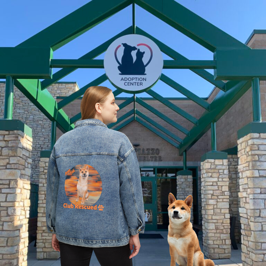 Shiba Inu Club Rescued Women's Denim Jacket "Amor Fati"