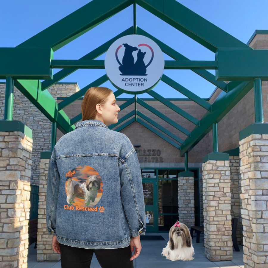 Shih Tzu Club Rescued Women’s Denim Jacket "Amor Fati"
