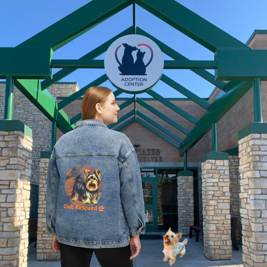 Yorkshire Terrier Club Rescued Women's Denim Jacket Amor Fati