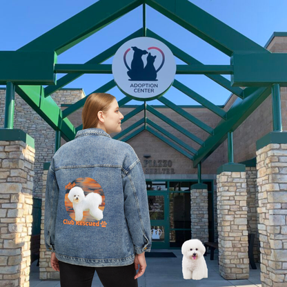 Bichon Frise Club Rescued Women's Denim Jacket "Amor Fati"