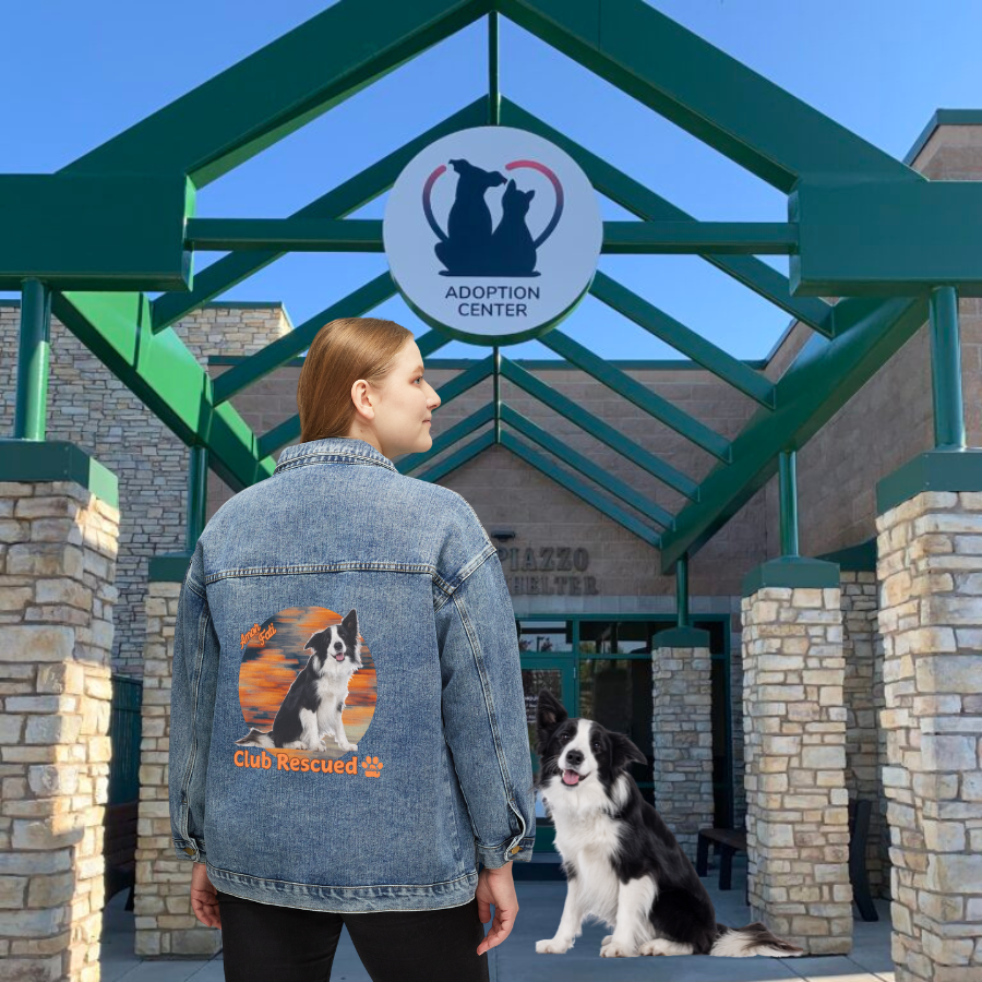 Border Collie Club Rescued Women's Denim Jacket "Amor Fati"