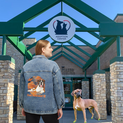 Boxer Club Rescued Women's Denim Jacket "Amor Fati"