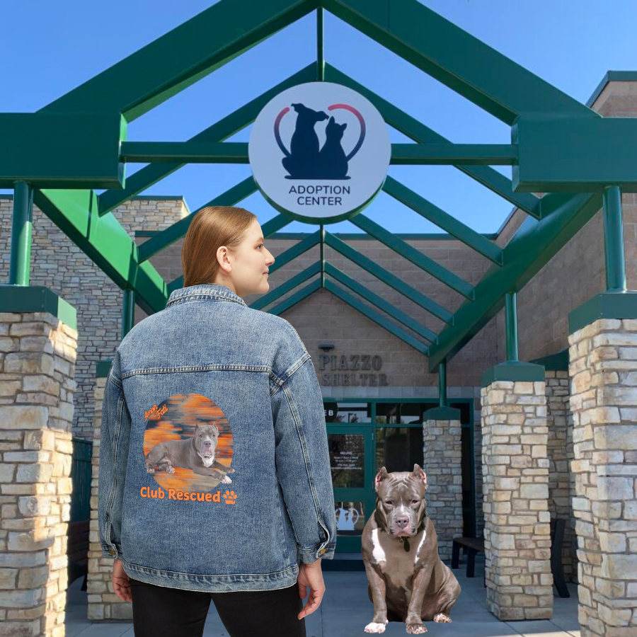 Pitbull Club Rescued Women's Denim Jacket "Amor Fati"