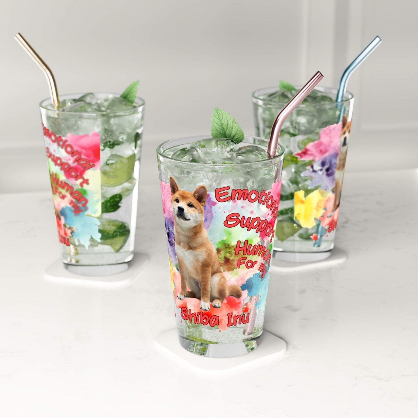 Emotional Support Human for my Shiba Inu clear Pint Glass