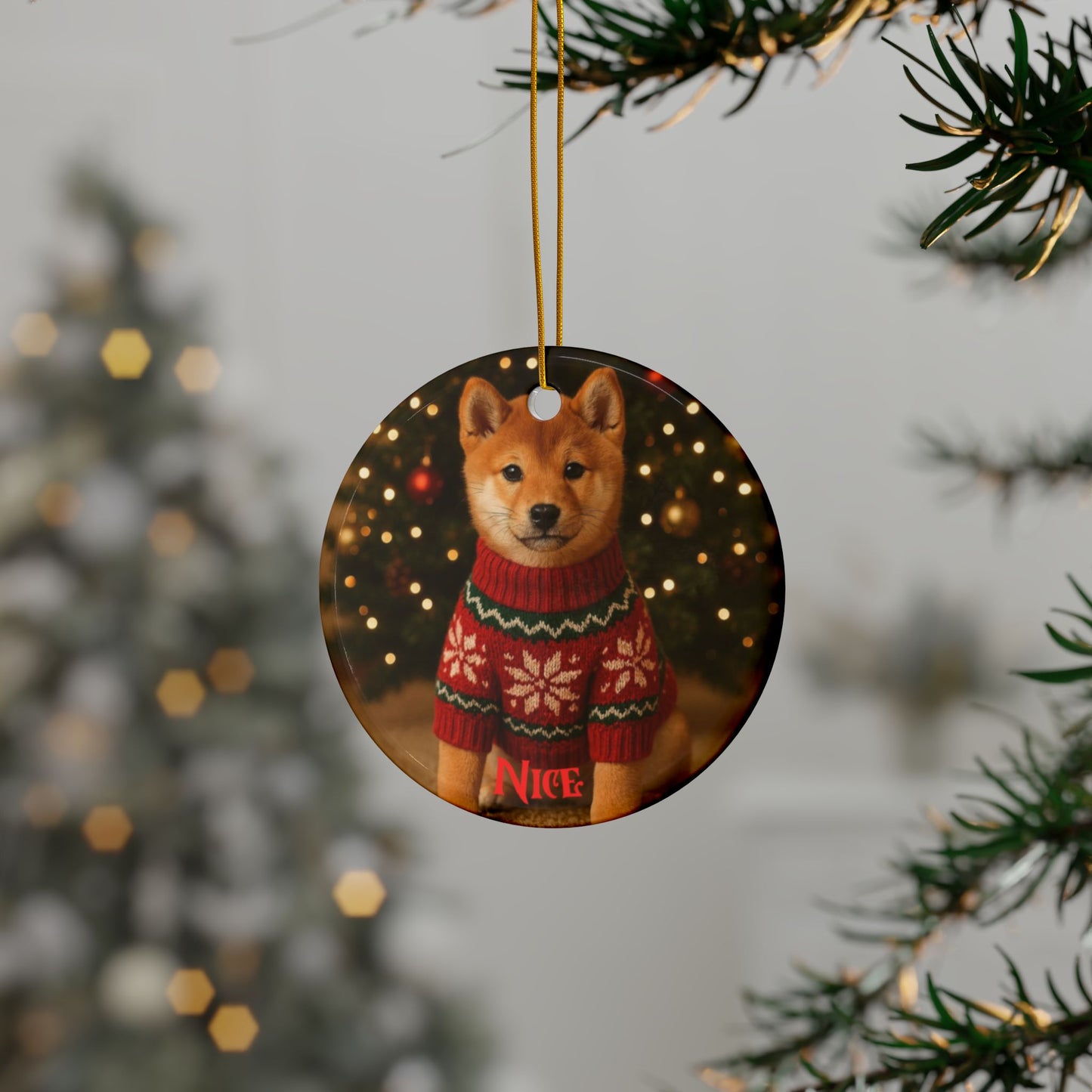 Naughty or Nice Shiba Inu Christmas ornament  (1pc, 3pcs, 5pcs, 10pcs)
