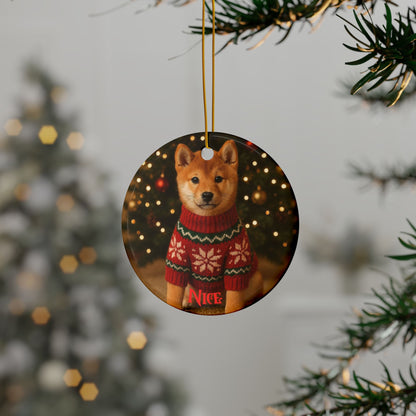 Naughty or Nice Shiba Inu Christmas ornament  (1pc, 3pcs, 5pcs, 10pcs)