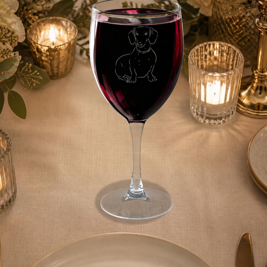 Dachshund Smooth Engraved Wine Glass