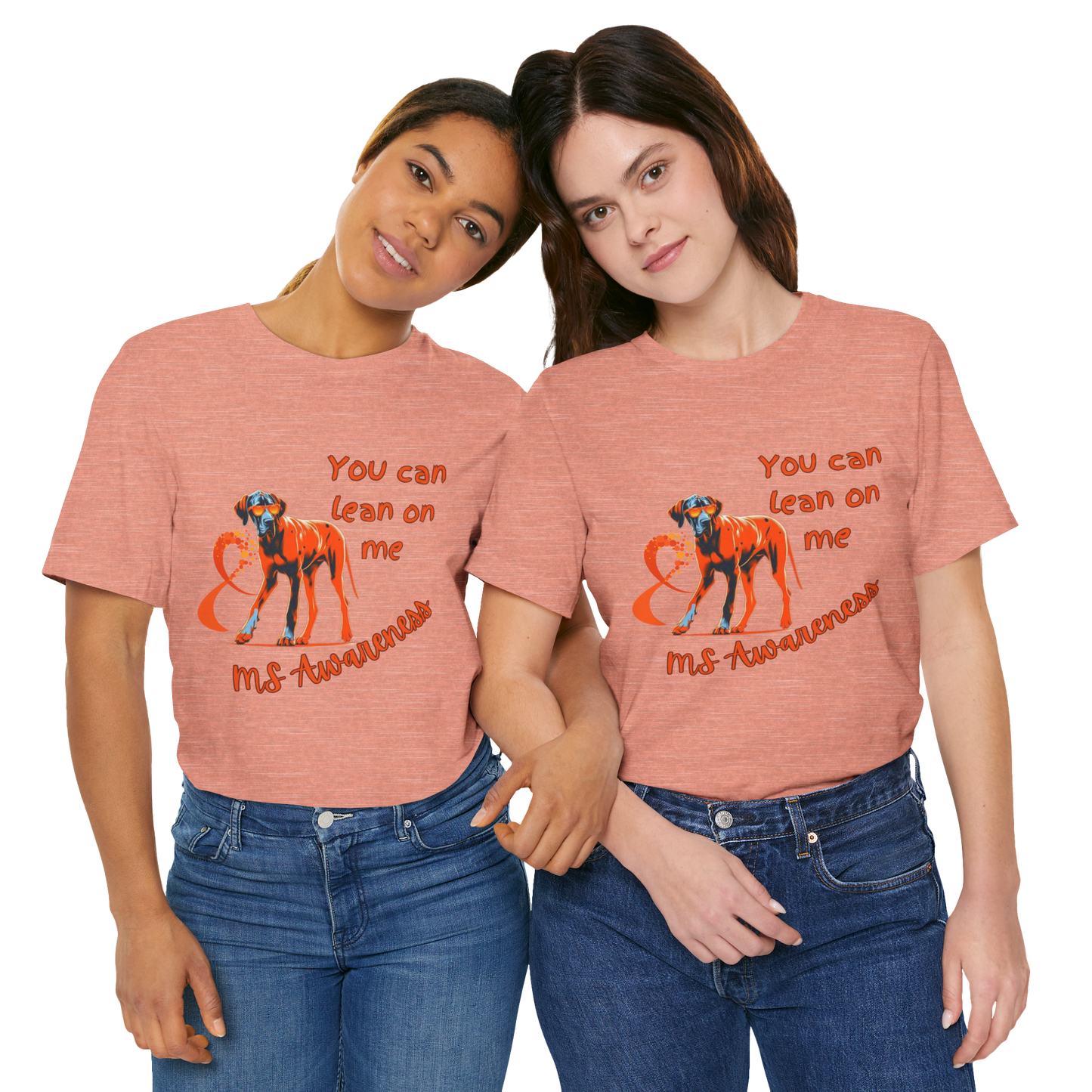 Great Dane MS Awareness T-Shirt – "Lean on Me" Orange Ribbon Tee