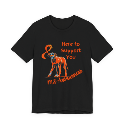 Great Dane MS Awareness T-Shirt – "Here to Support You" Orange Ribbon Tee