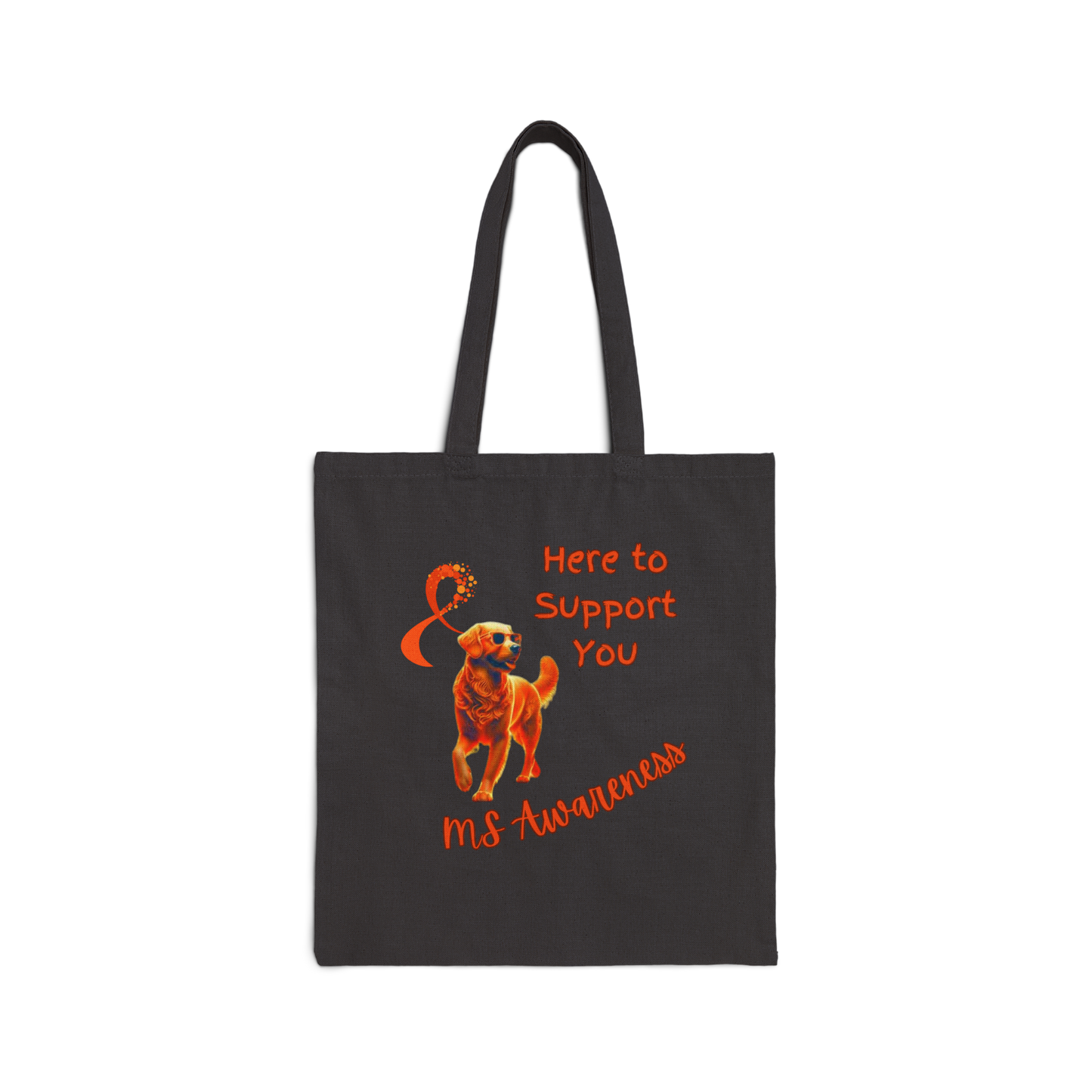 Golden Retriever MS Awareness Tote Bag – "Here to Support You" Cotton Canvas Bag