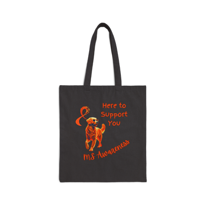 Golden Retriever MS Awareness Tote Bag – "Here to Support You" Cotton Canvas Bag