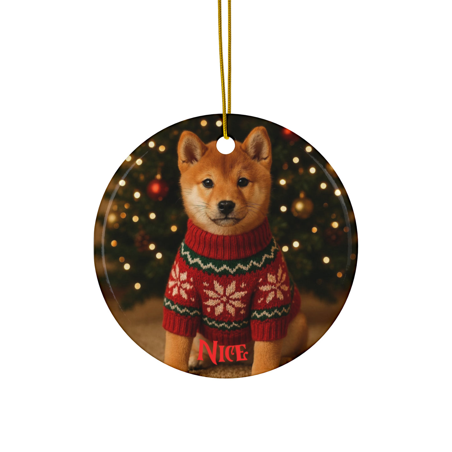 Naughty or Nice Shiba Inu Christmas ornament  (1pc, 3pcs, 5pcs, 10pcs)