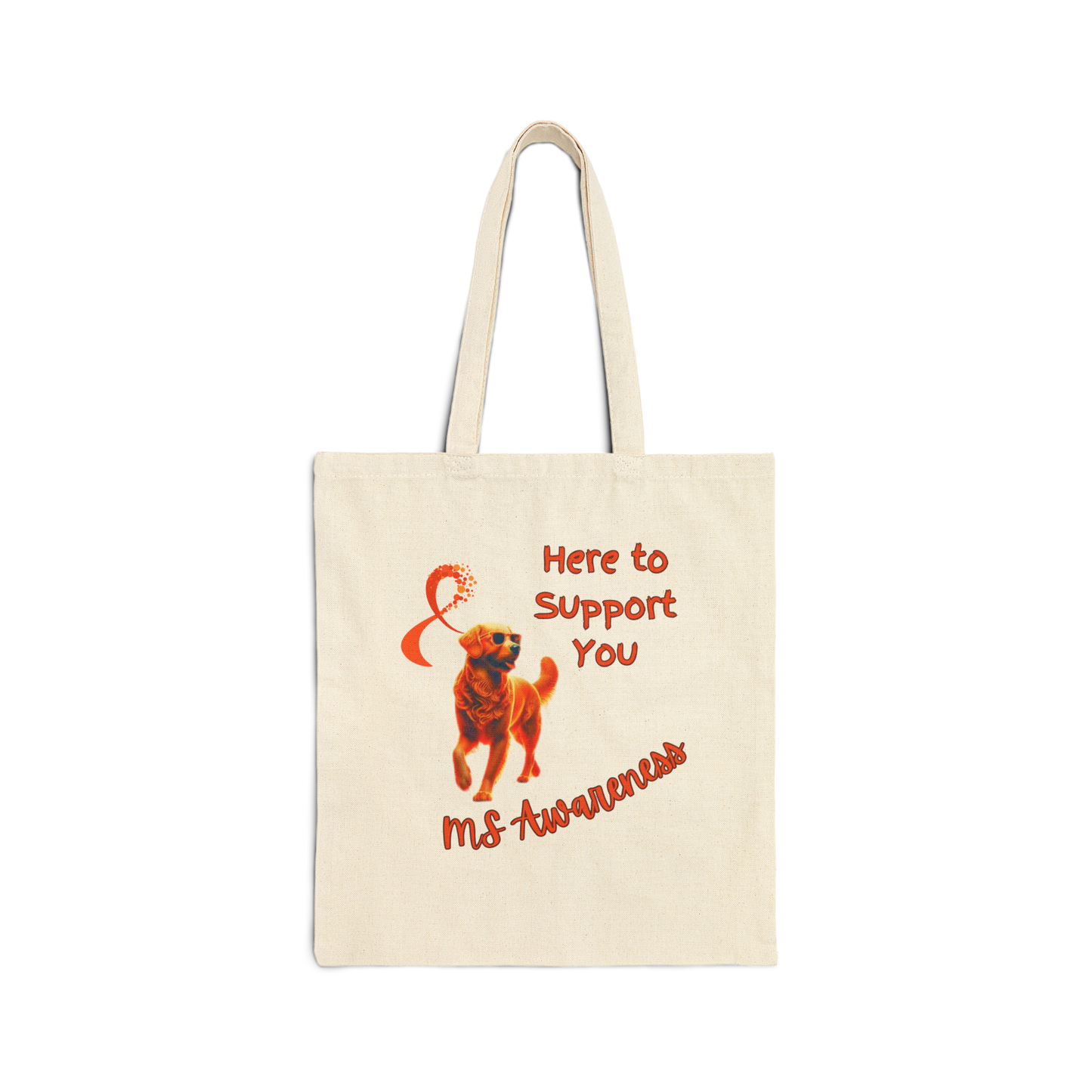 Golden Retriever MS Awareness Tote Bag – "Here to Support You" Cotton Canvas Bag
