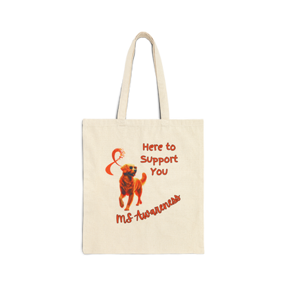 Golden Retriever MS Awareness Tote Bag – "Here to Support You" Cotton Canvas Bag