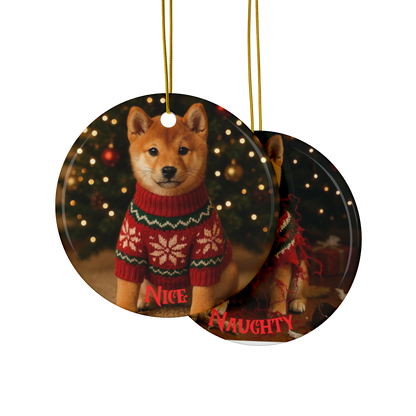 Naughty or Nice Shiba Inu Christmas ornament  (1pc, 3pcs, 5pcs, 10pcs)