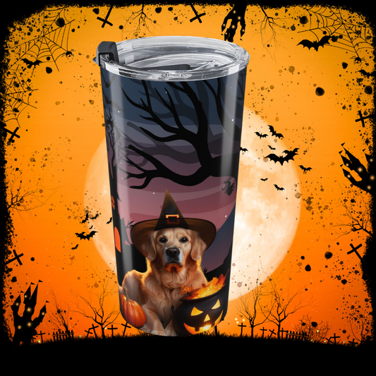 Golden Retriever Haunted Witch Coffee Tumbler