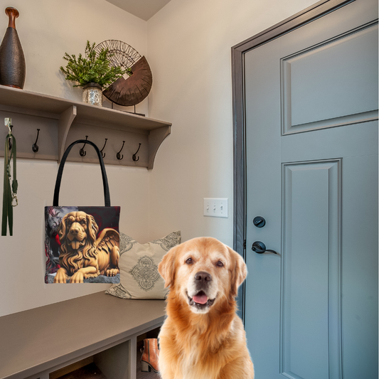 Golden Retriever Angelic Gargoyle Protector Tote Bag