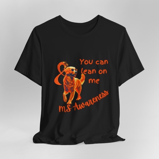Golden Retriever MS Awareness T-Shirt – "Lean on Me" Orange Ribbon Tee