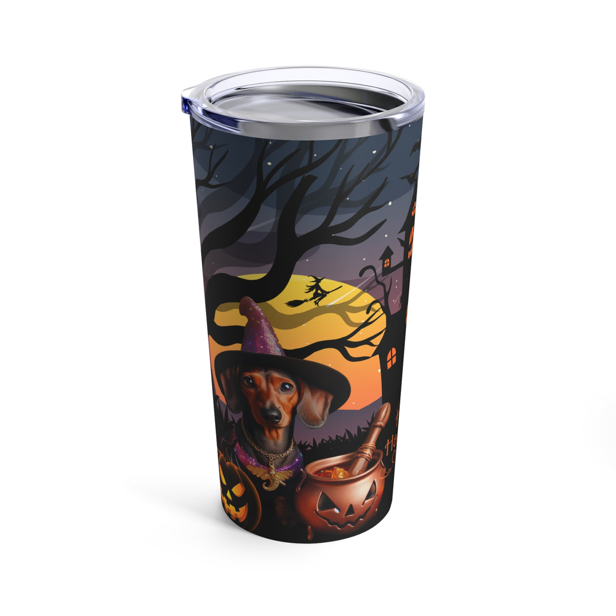Dachshund Witch Halloween Coffee Tumbler