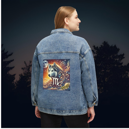 Virgo Siberian Husky Celestial Denim Jacket
