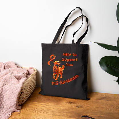 Golden Retriever MS Awareness Tote Bag – "Here to Support You" Cotton Canvas Bag