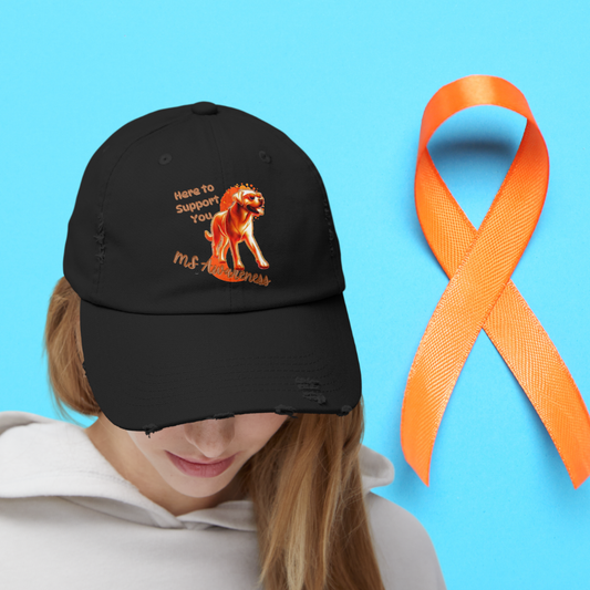 Labrador Retriever "Here to Support You" MS Awareness Distressed Cap