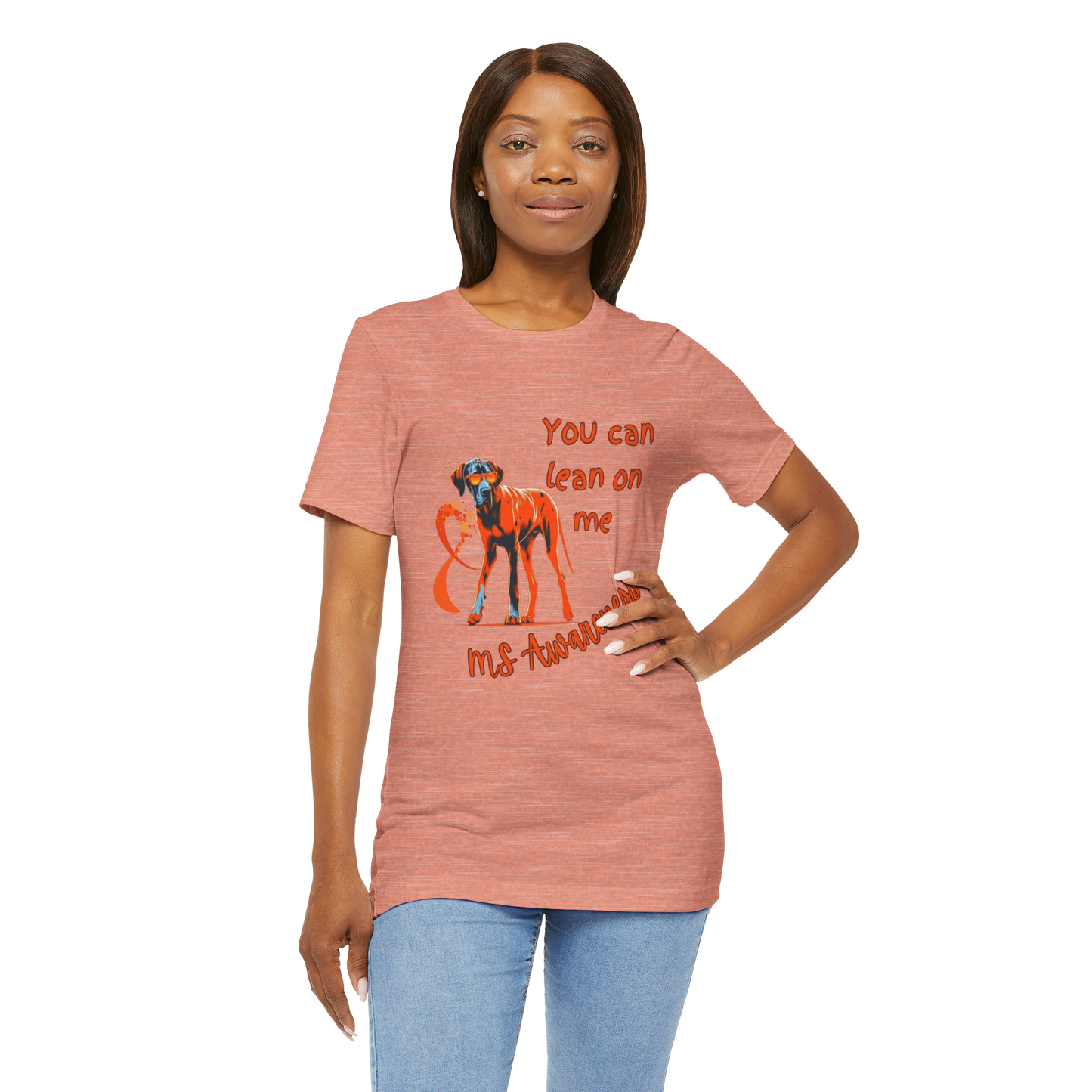 Great Dane MS Awareness T-Shirt – "Lean on Me" Orange Ribbon Tee