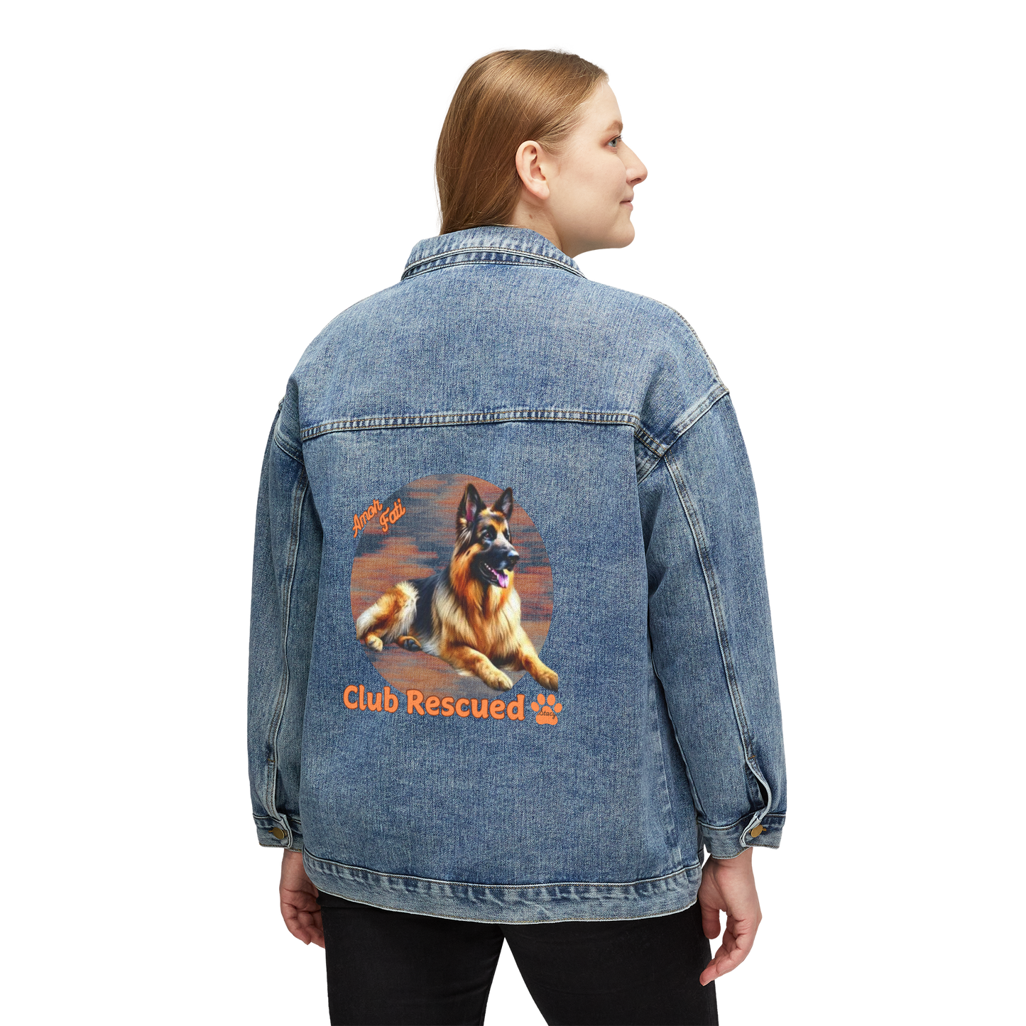 German Shepherd Club Rescued Women's Denim Jacket Amor Fati